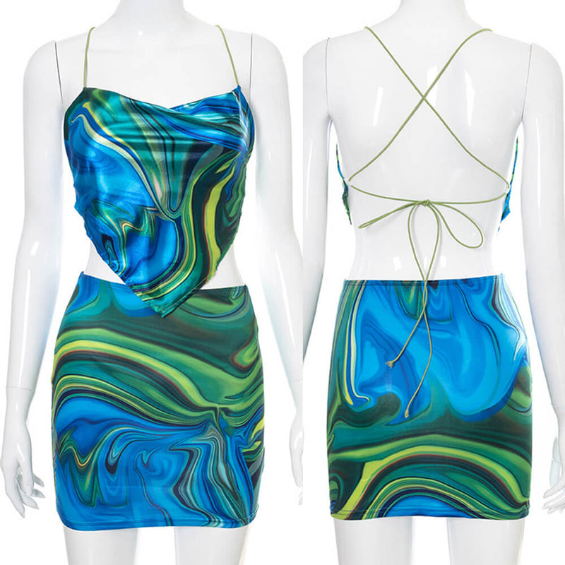 Artsy Prints Summer Skirt & Tank Top for Women