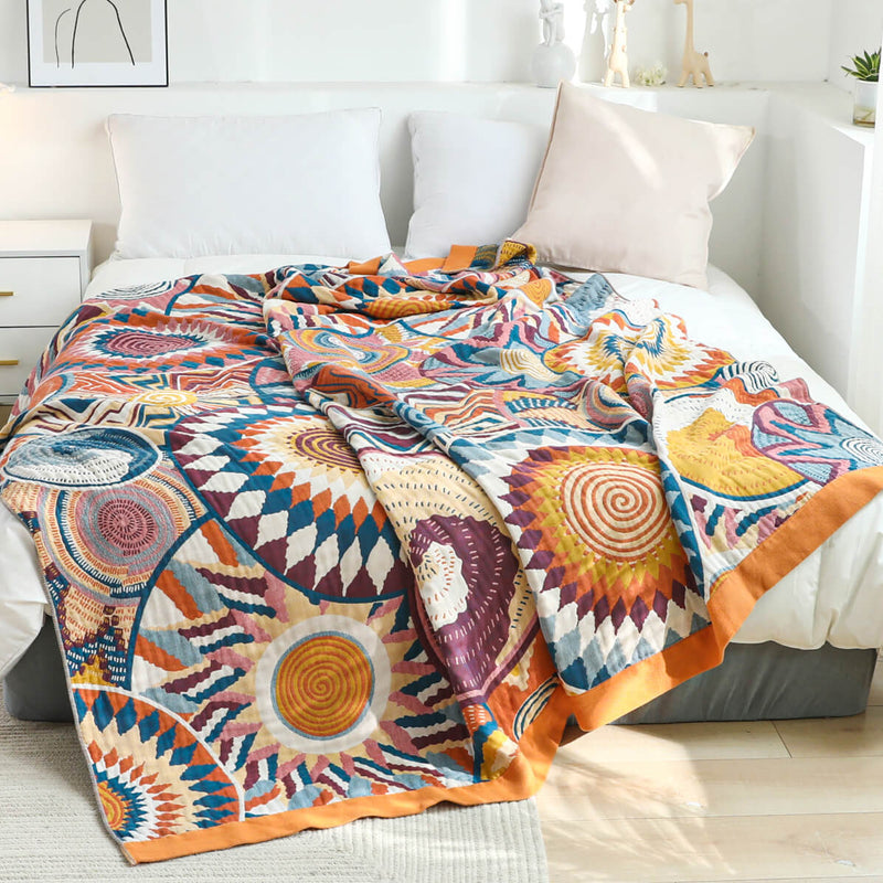 5 Layers Cotton Nordic Throw Blanket Bed Sofa Cover