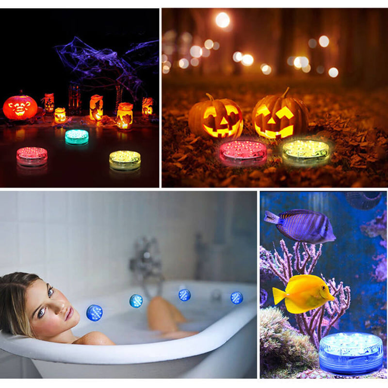 Halloween 4PCS IP68 Submersible LED Lights with Remotes